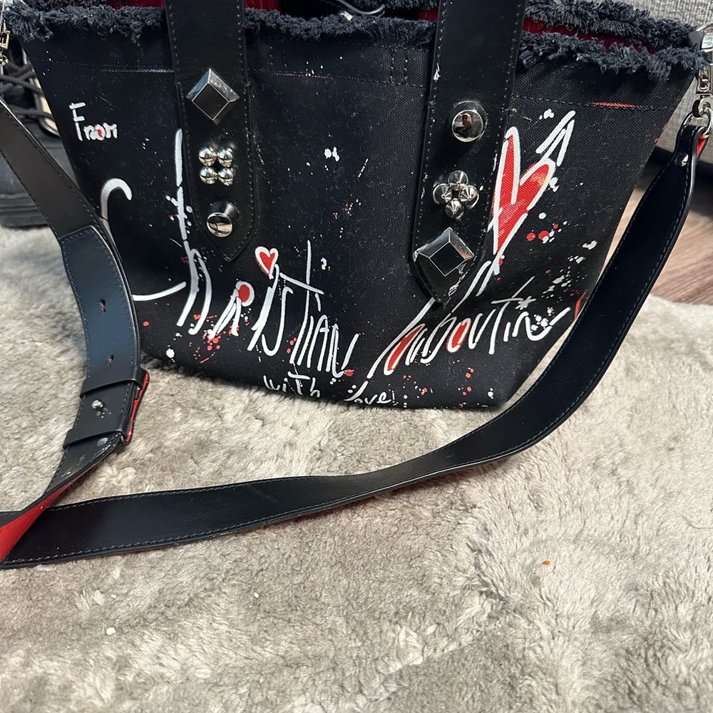 Christian Louboutin Black Shoulder Bag with Urban Graffiti Design
